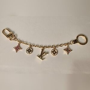 Gold Pink Louis Vuitton Bag Charm Chain Keychain Top Handle
